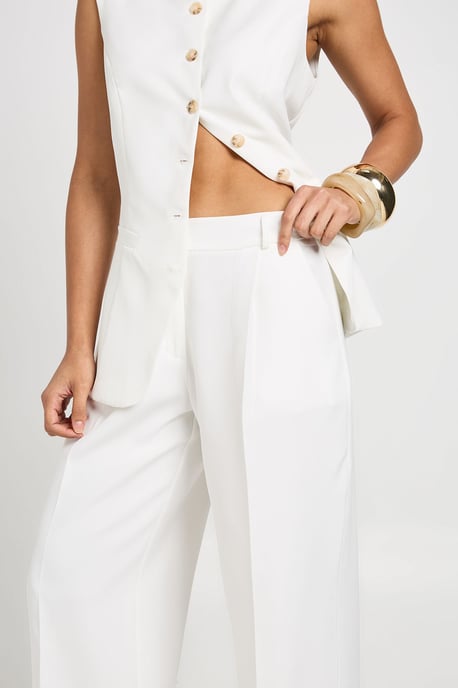 Pleated Wide Leg Tailored Trousers - Image 4