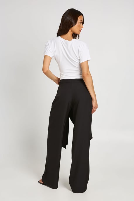 Tall Marl Overlay Tie Wide Leg Tailored Trousers - Image 2