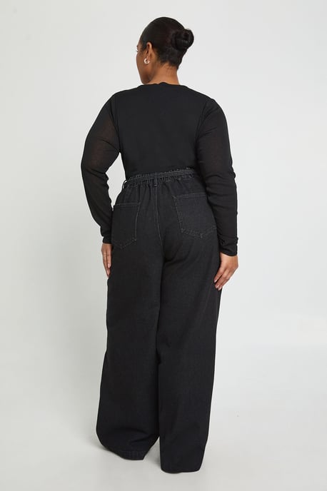 Plus Elasticated Back Tie Wide Leg Jean - Image 2