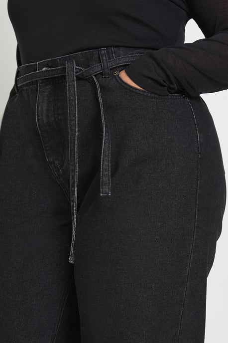 Plus Elasticated Back Tie Wide Leg Jean - Image 4