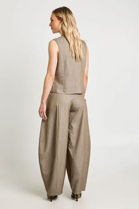 Petite Pleated Barrel Leg Tailored Trousers - Image 2