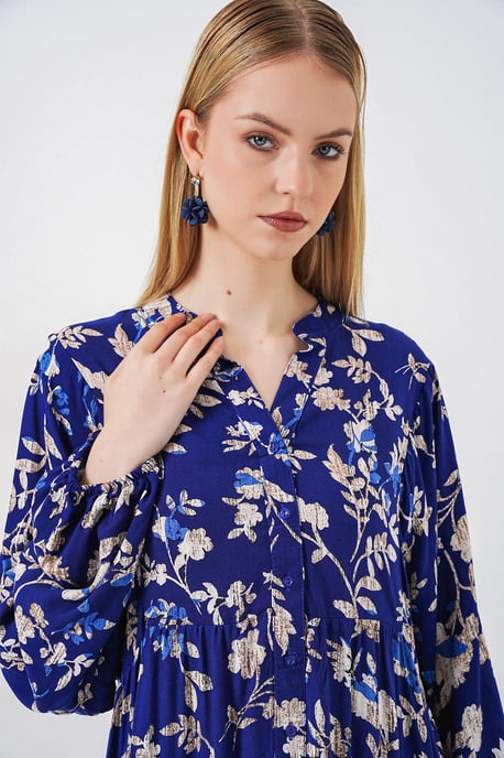 Patterned V-Neck Maxi Dress - Image 2