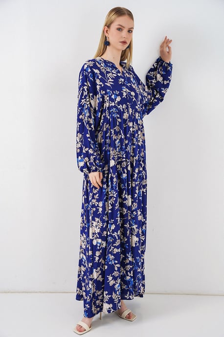 Patterned V-Neck Maxi Dress - Image 4