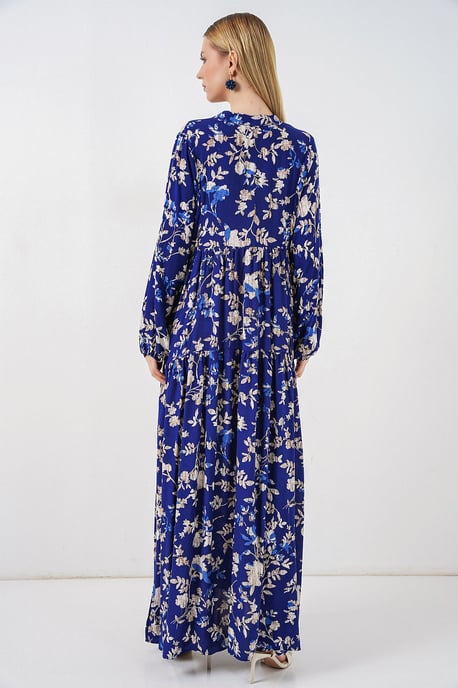 Patterned V-Neck Maxi Dress - Image 6