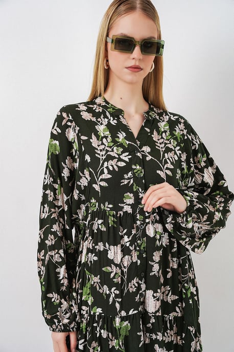 Patterned V-Neck Maxi Dress - Image 2