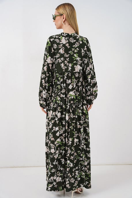 Patterned V-Neck Maxi Dress - Image 6