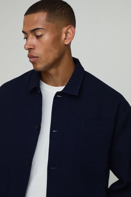 Tailored Oversized Linen Look Co-Ord Harrington Jacket - Image 3