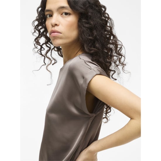 Vila Viellette ss satin top noos taupe - Image 3