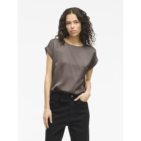 Vila Viellette ss satin top noos taupe - Image 5