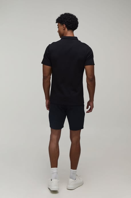 Slim Fit Pique Button Down Collar Jersey Shirt - Image 2