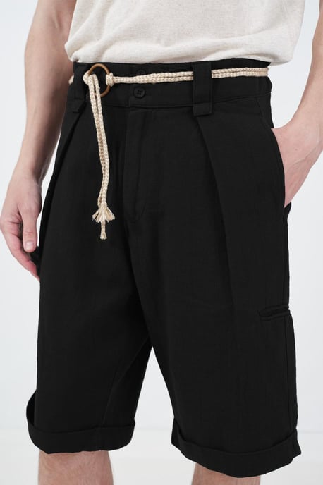 Katoenen Shorts met Middelhoge Taille en Ceintuur - Image 2