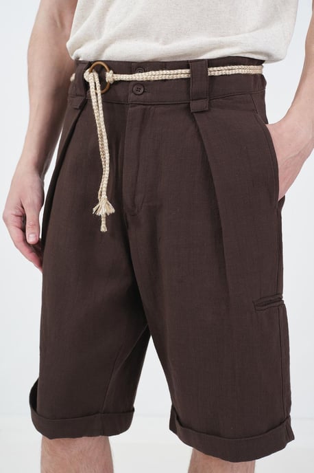 Midden Taille Ontspannen Pasvorm Wijde Pantalonshorts met Zakken - Image 3