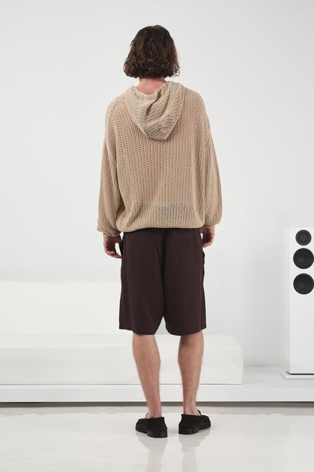 Middelhoge Wijde Pantalon Korte Broek met Ceintuur van Tencel - Image 3