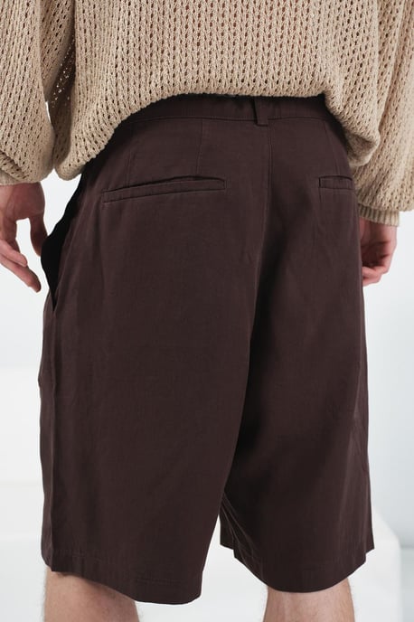 Middelhoge Wijde Pantalon Korte Broek met Ceintuur van Tencel - Image 5