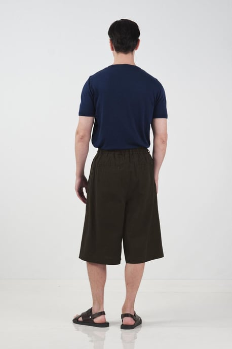 Mid Waist Brede Pijpen Capri Shorts met Touwsluiting - Image 3