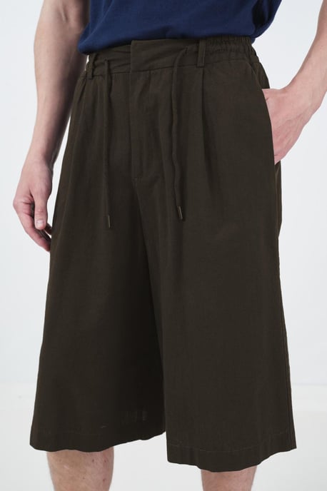 Mid Waist Brede Pijpen Capri Shorts met Touwsluiting - Image 4