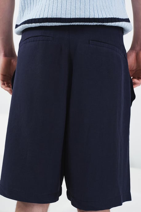 Mid-waist Relaxed Fit Wijde Pijpen Tencel Shorts - Image 4