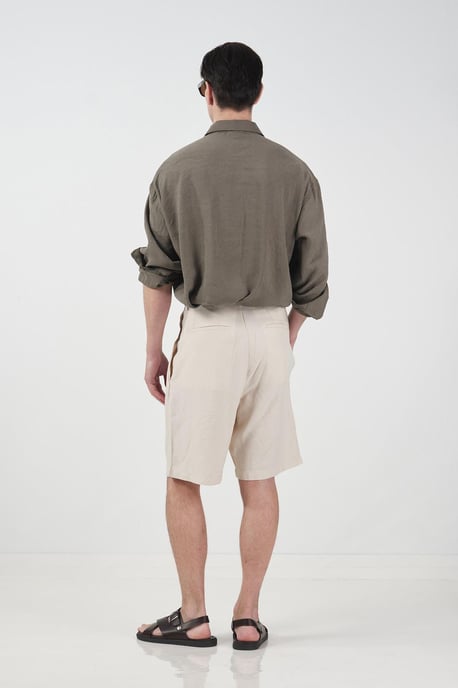 Hoge Taille Brede Pijpen Tencel Tailored Shorts - Image 2