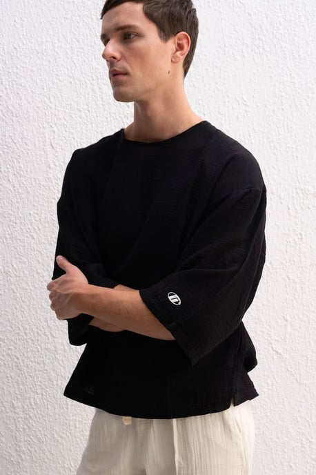 Överstor Crew Neck Bomull T-Shirt - Image 3
