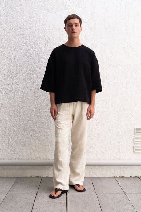 Överstor Crew Neck Bomull T-Shirt - Image 4