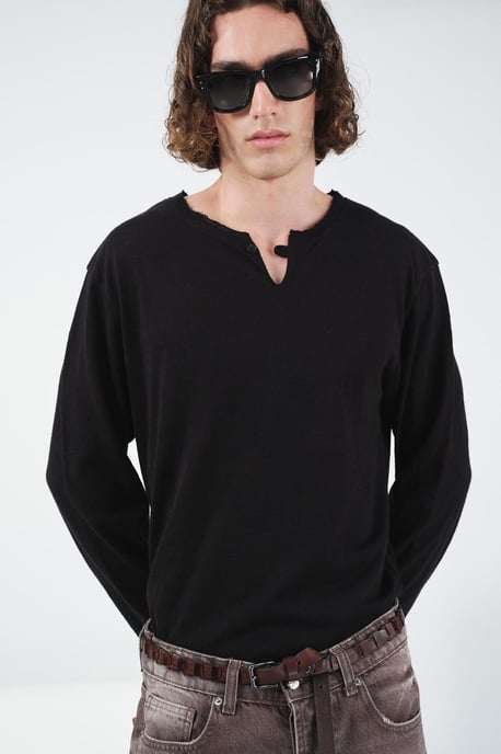Fast Crew Neck Långärmad Knappad T-shirt - Image 1