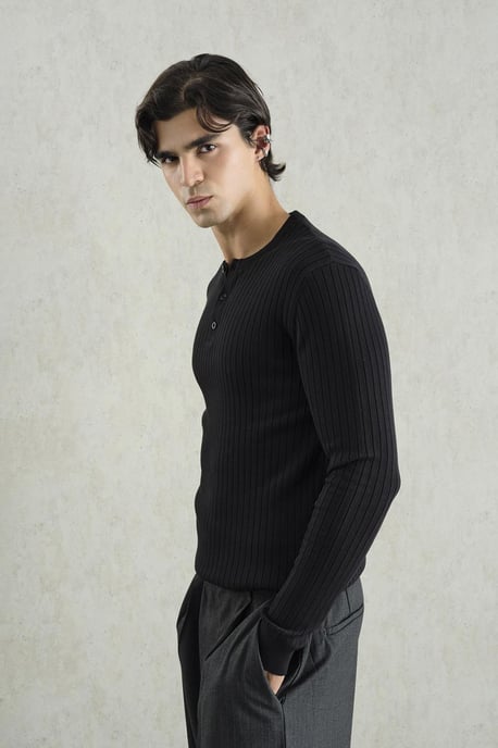 Slim Fit Ribbad Crew Neck T-Shirt - Image 2