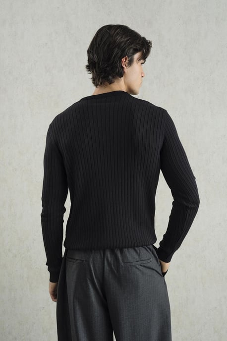 Slim Fit Ribbad Crew Neck T-Shirt - Image 3