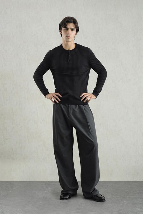 Slim Fit Ribbad Crew Neck T-Shirt - Image 5