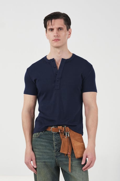 Slim Fit Knappband Crew Neck T-shirt - Image 1