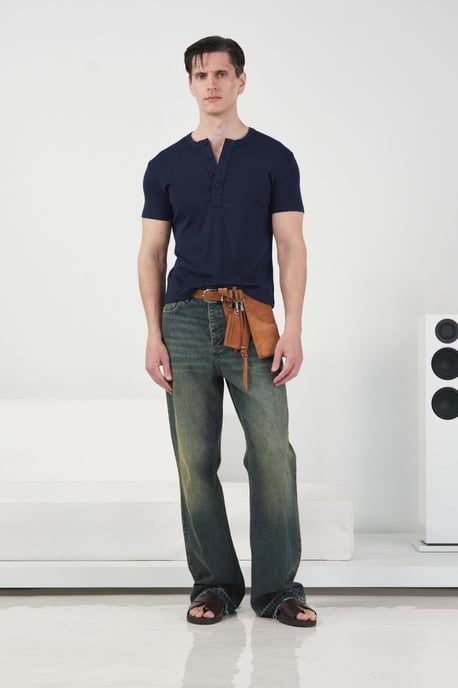 Slim Fit Knappband Crew Neck T-shirt - Image 2