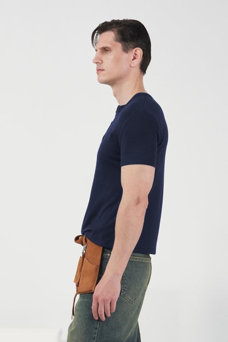 Slim Fit Knappband Crew Neck T-shirt - Image 3