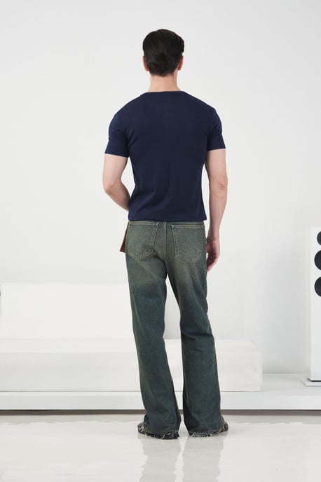 Slim Fit Knappband Crew Neck T-shirt - Image 4