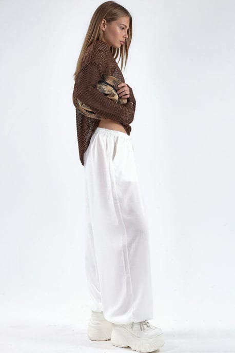 Wide-Leg Woven Trousers with Drawstring Waist - Image 2