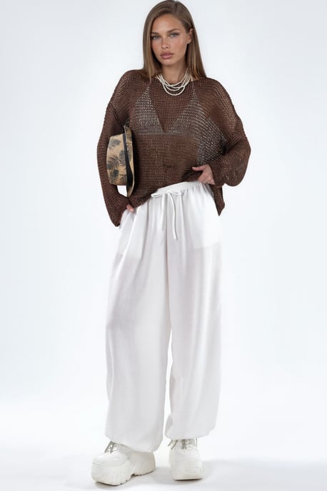 Wide-Leg Woven Trousers with Drawstring Waist - Image 4