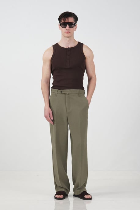 Tailored Mid Waist Straight Leg Pants - Image 1