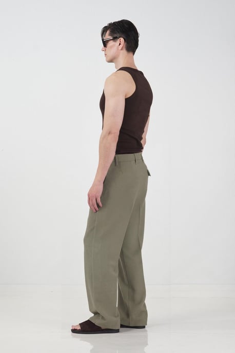 Tailored Mid Waist Straight Leg Pants - Image 3