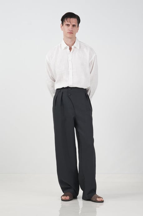 High Waist Straight Leg Tailored Trousers - Image 1