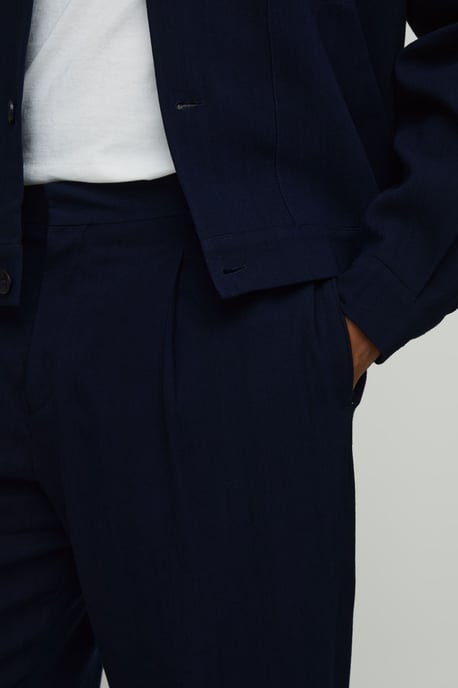 Tailored Pleat Front Relaxed Fit Linen Look Co-Ord Trousers - Image 3
