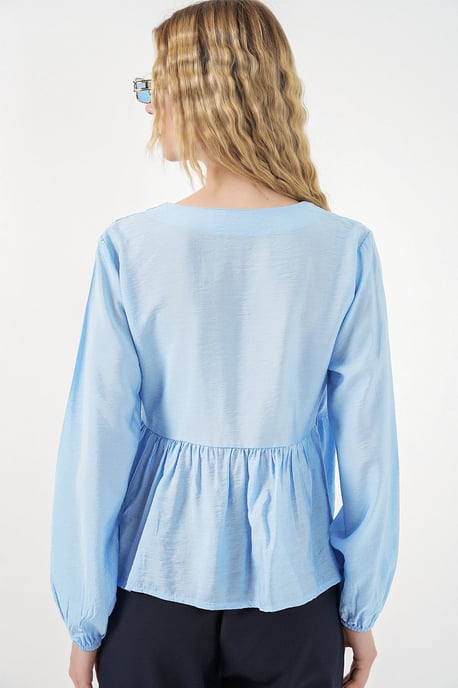V-hals Blouse met Strikdetails in Crepe - Image 6