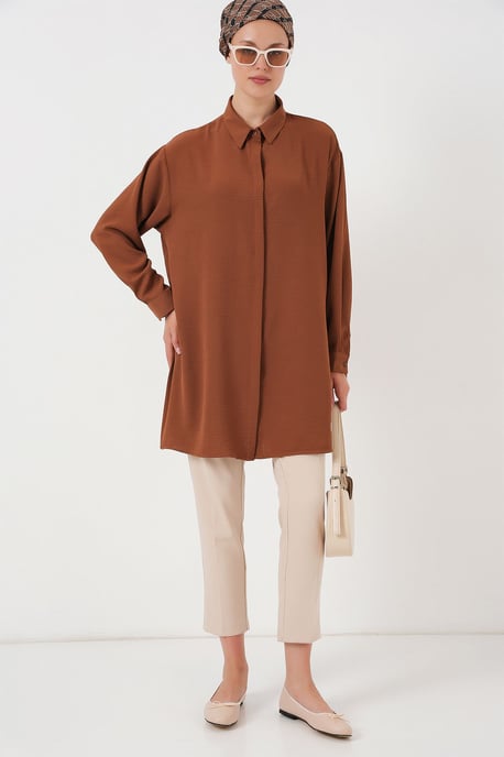 Oversized Lange Mouwen Knopen Blouse met Kraag - Image 2