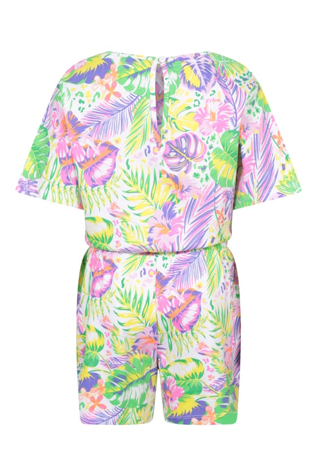 'Poppy' Kids Printed Playsuit with Adjustable Waist Comfy Everyday Jumpsuit Coral - Image 3