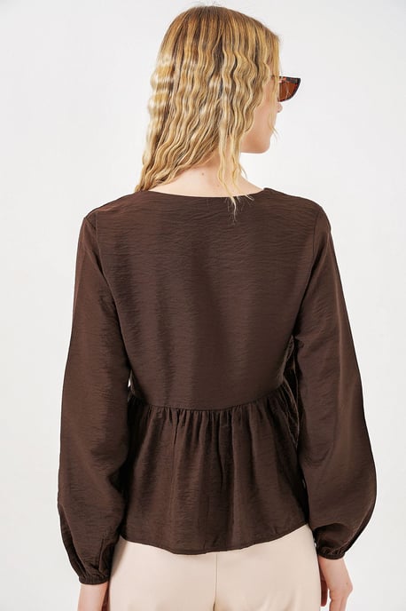 V-hals Blouse met Strikdetail in Crepe-Wrapstijl - Image 6