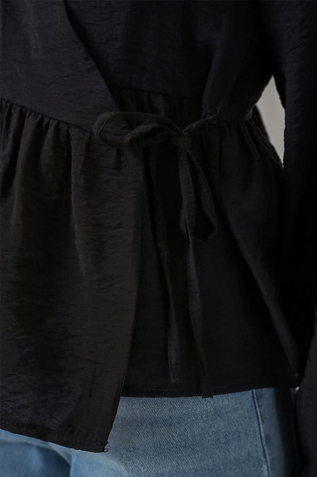 V-hals Blouse met Strikdetail en Kreppé - Image 5