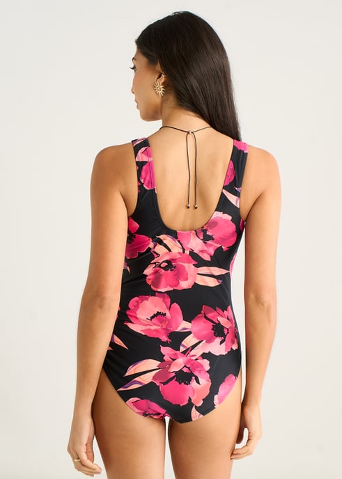 Brown Floral Ring Detail Swimsuit - Image 4
