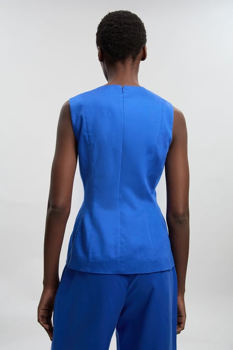 Tailored Linen Button Front Top - Image 4