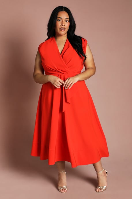 Plus Belted Crepe Midi Dress - Image 4