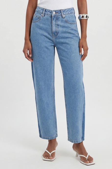 Denim Panelled Barrel Leg Jean - Image 4