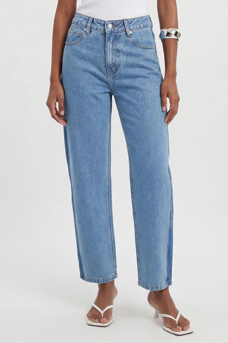 Petite Denim Panelled Barrel Leg Jean - Image 4