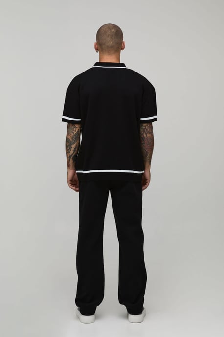Essential Relaxed Fit Contrast Tip Knit Polo - Image 2