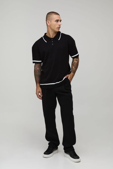 Essential Relaxed Fit Contrast Tip Knit Polo - Image 4